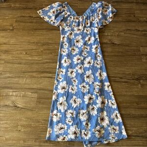 Astr The Label Maxi Dress Women’s size L Floral Flutter Sleeve Tie Back